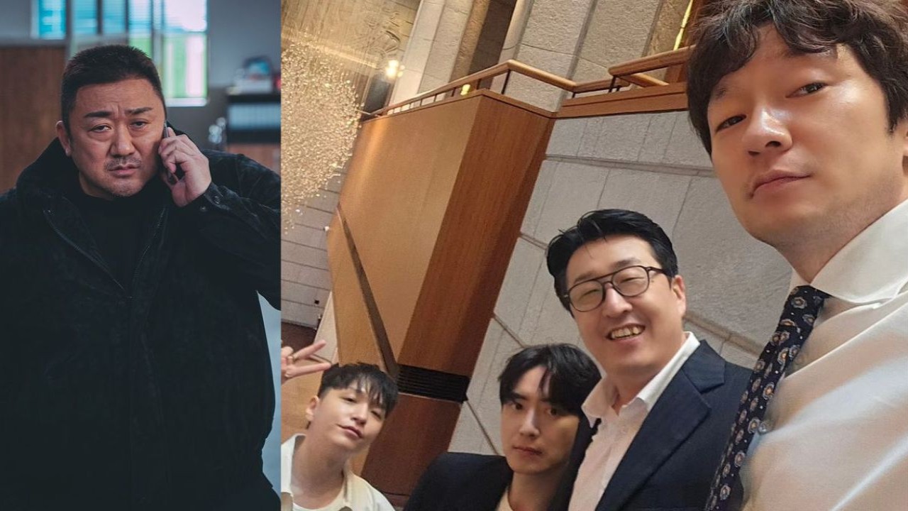 Los coprotagonistas de The Roundup de Ma Dong Seok, Son Suk Ku, Lee Jun Hyuk derraman amor en su gran día